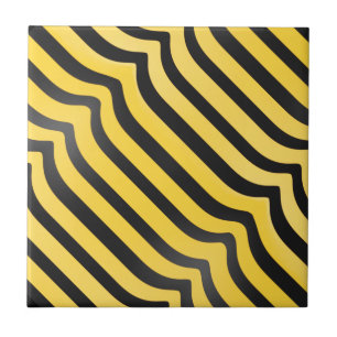 Jazzy Cute Black and Yellow Striped Bumblebee Ceramic Tile