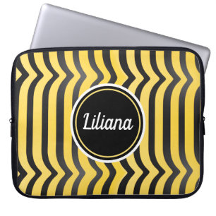 Jazzy Cute Black and Yellow Striped Bumblebee Laptop Sleeve