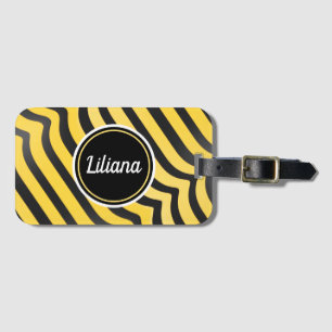 Jazzy Cute Black and Yellow Striped Bumblebee Luggage Tag