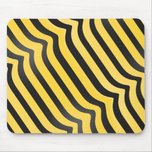 Jazzy Cute Black and Yellow Striped Bumblebee Mouse Pad
