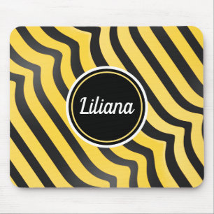 Jazzy Cute Black and Yellow Striped Bumblebee Mouse Pad