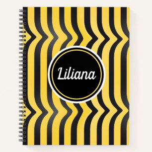 Jazzy Cute Black and Yellow Striped Bumblebee Notebook