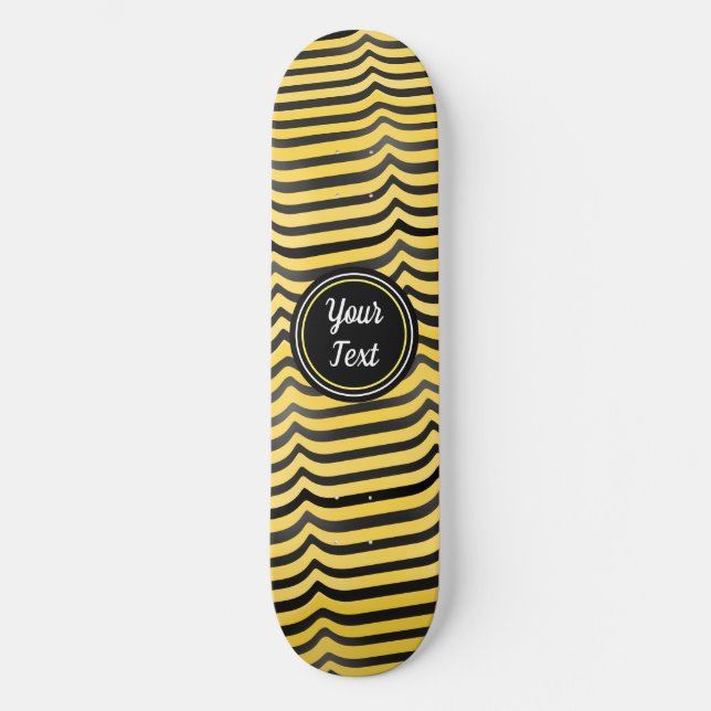 Jazzy Cute Black & Yellow Striped Bumblebee Skateboard (Front)