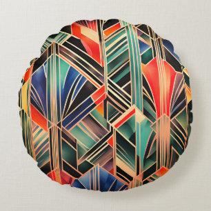 Jazzy Geometric  Elegant Classic Boho Geometrical  Round Cushion