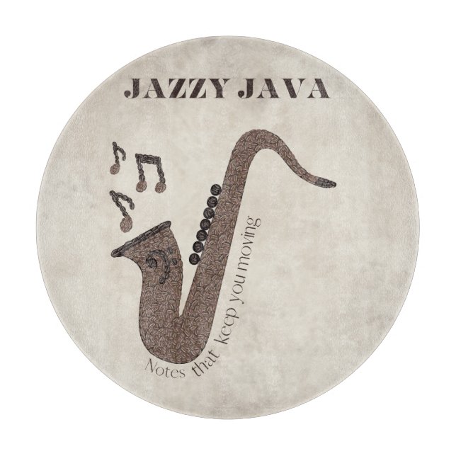 Jazzy Java-Coffee Beans-Saxophone- Cutting Board (Front)