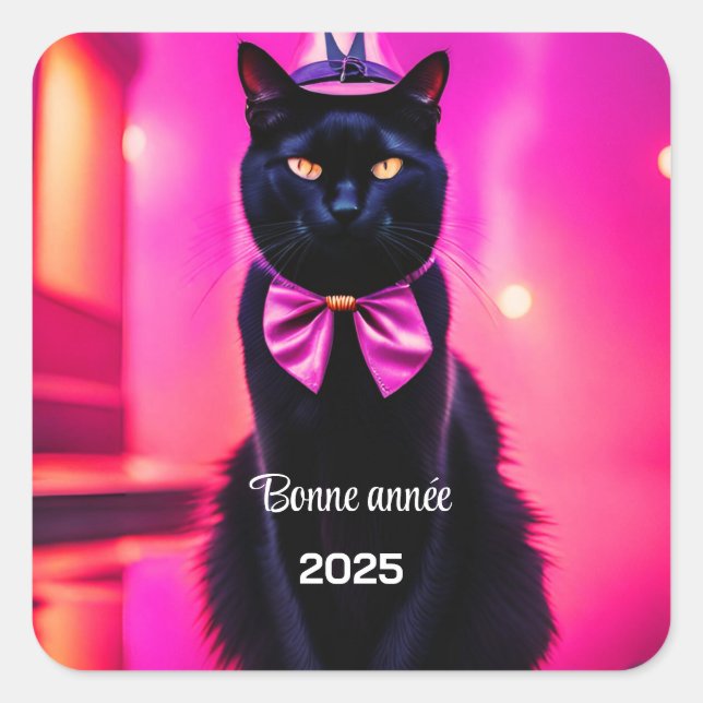 Jazzy Kitty   - Bonne année Square Sticker (Front)