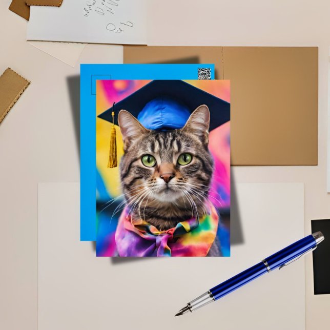 Jazzy Kitty  grad hat Holiday Postcard (Creator Uploaded)