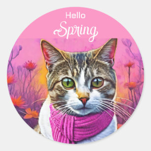 Jazzy Kitty in early spring Classic Round Sticker