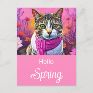 Jazzy Kitty  in early spring Holiday Postcard