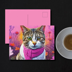 Jazzy Kitty  in early spring Postcard