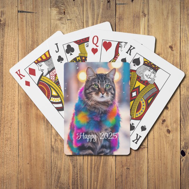 Jazzy Kitty   in fur  coat  - Happy 2025 Playing Cards (Creator Uploaded)