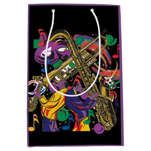 Jazzy New Orleans Music Fest Medium Gift Bag (Front)