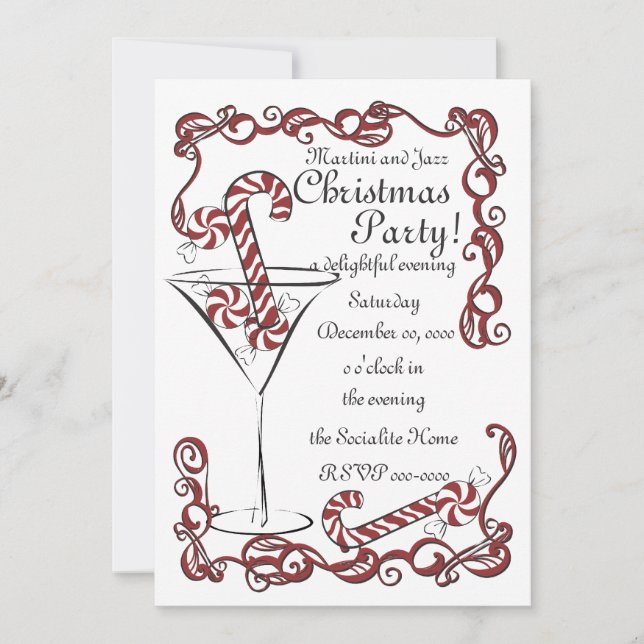 Jazzy Peppermint Martini Invitation (Front)