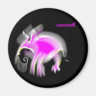 Jazzy Pink Cartoon Aardvark Magnet
