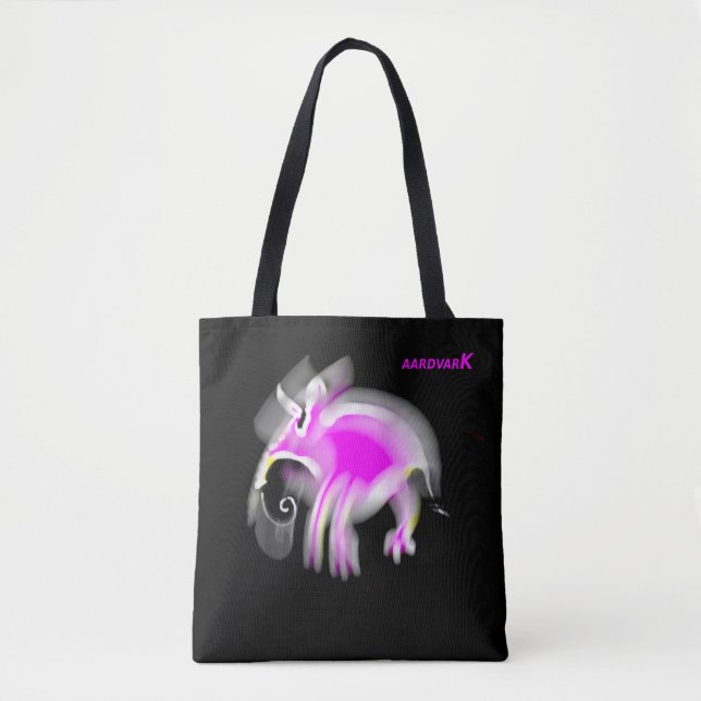 Jazzy Pink Cartoon Aardvark Tote Shopping Bag (Front)