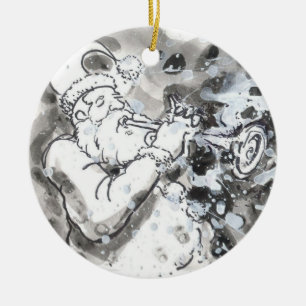 "Jazzy Santa" Ceramic Ornament