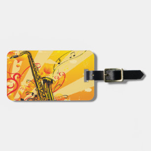 Jazzy Saxophone Beams Of Music Luggage Tag