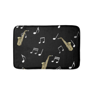 Jazzy Saxophone & Musical Notes  Bath Mat
