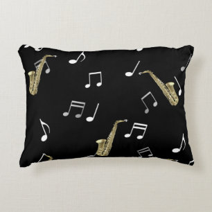 Jazzy Saxophone & Musical Notes  Decorative Cushion