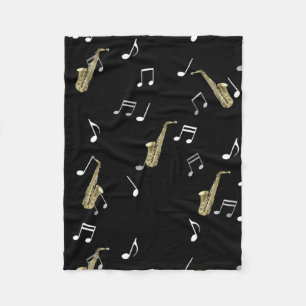 Jazzy Saxophone & Musical Notes  Fleece Blanket