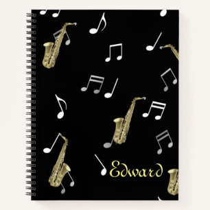 Jazzy Saxophone & Musical Notes Notebook