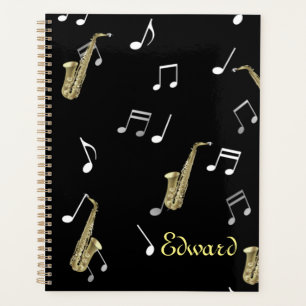 Jazzy Saxophone & Musical Notes Planner