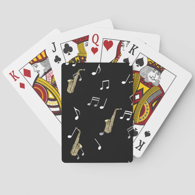 Jazzy Saxophone & Musical Notes  Playing Cards (Back)