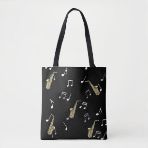 Jazzy Saxophone & Musical Notes Tote Bag