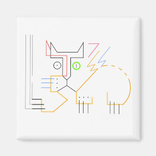 Jazzy, Scratching, Abstract Cat Magnet