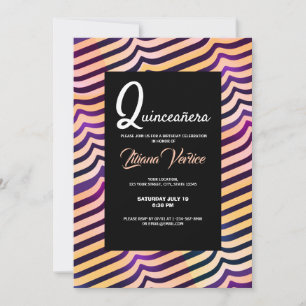 Jazzy Shining Peach Purple Diagonal Stripes Invitation