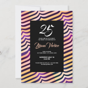 Jazzy Shining Peach Purple Diagonal Stripes Invitation