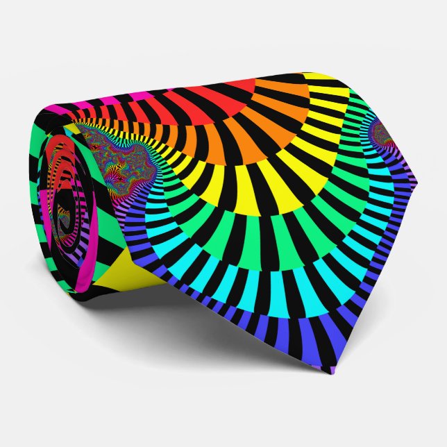 Jazzy Stripes Double-sided Fractal Tie (Rolled)