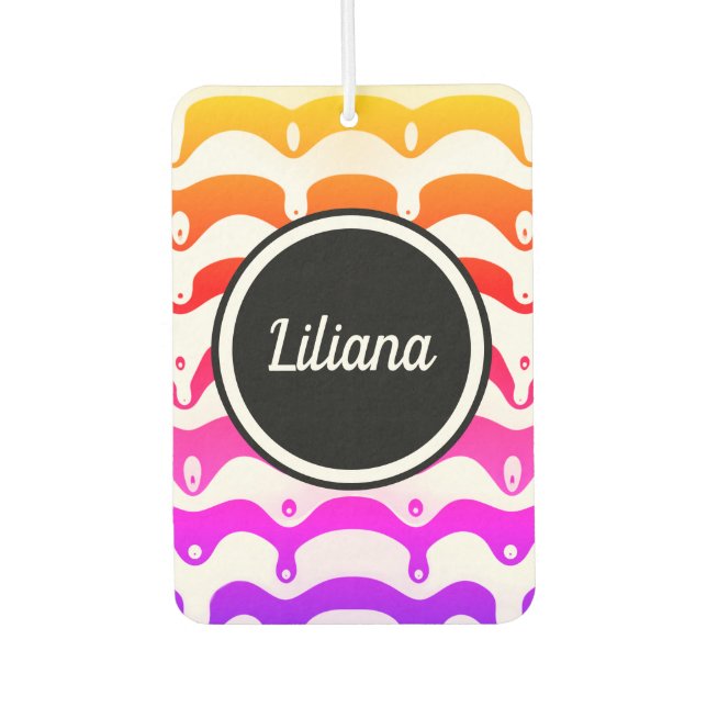 Jazzy Tropical Psychedelic Dripping Stripes Car Air Freshener (Front)