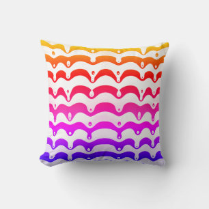 Jazzy Tropical Psychedelic Dripping Stripes Cushion