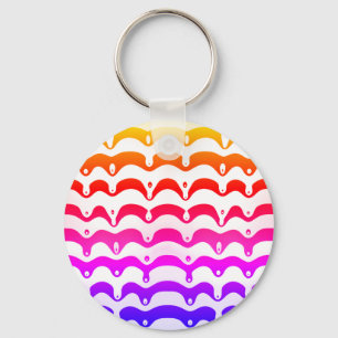 Jazzy Tropical Psychedelic Dripping Stripes Key Ring