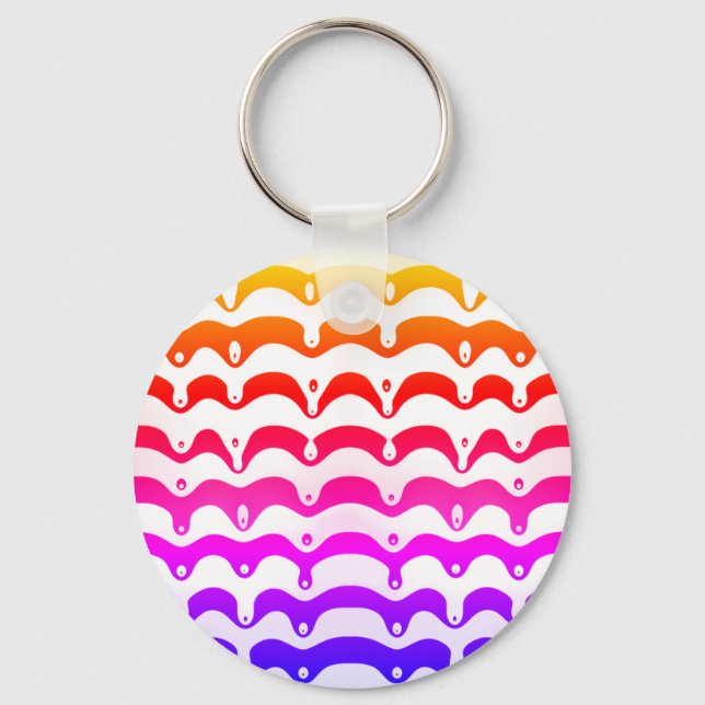 Jazzy Tropical Psychedelic Dripping Stripes Key Ring (Front)