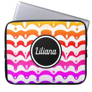 Jazzy Tropical Psychedelic Dripping Stripes Laptop Sleeve