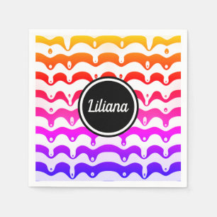 Jazzy Tropical psychedelic Dripping Stripes Napkin