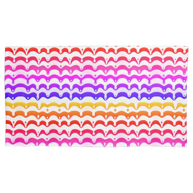 Jazzy Tropical Psychedelic Dripping Stripes Pillowcase (Front)