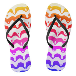 Jazzy Tropical Psychedelic Dripping Stripes Thongs