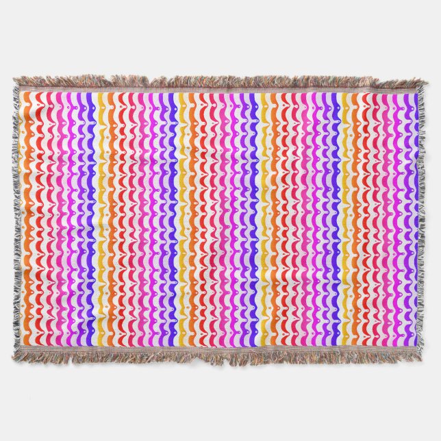 Jazzy Tropical Psychedelic Dripping Stripes Throw Blanket (Front)