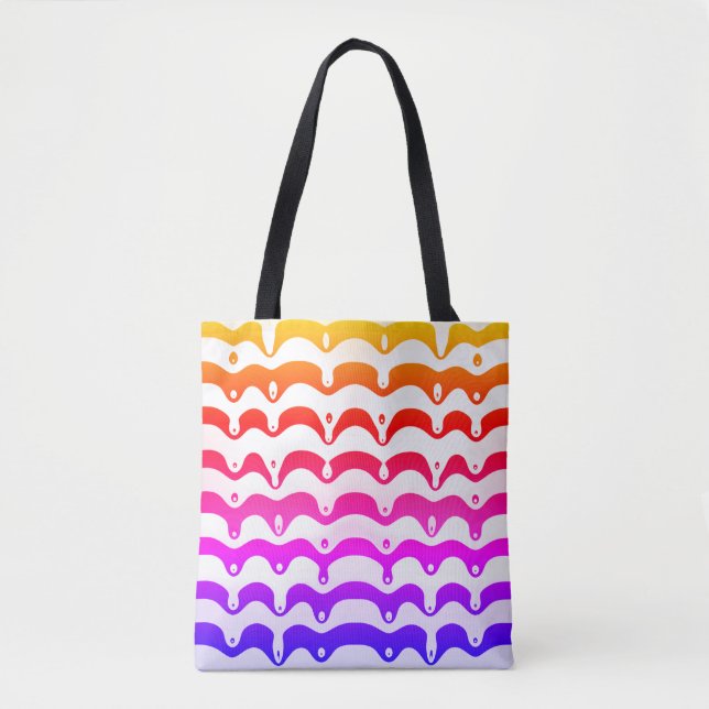 Jazzy Tropical Psychedelic Dripping Stripes Tote Bag (Front)