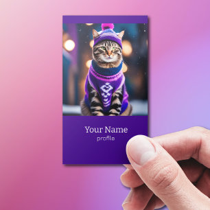 Jazzy winter cat - business card