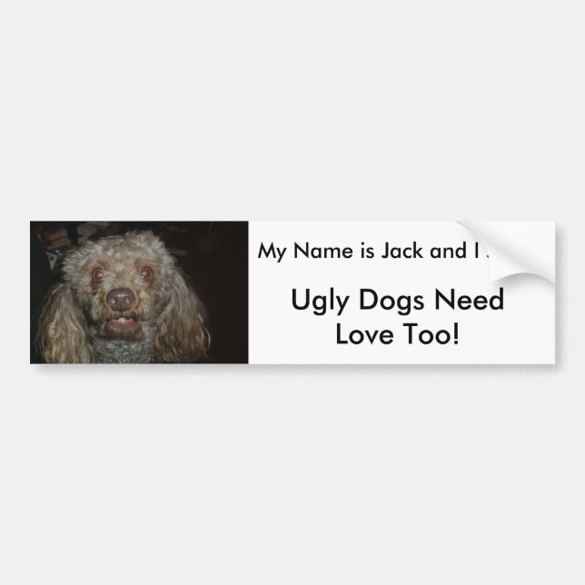 jbear1, Ugly Dogs NeedLove Too!, My Name is Jac... Bumper Sticker (Front)