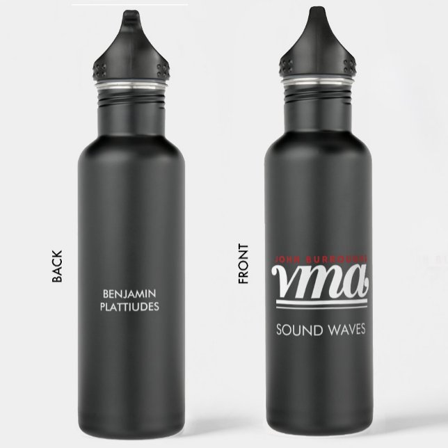 JBHS VMA Black with White Logo Customisable 710 Ml Water Bottle (Front and back of black matte VMA logo water bottle)