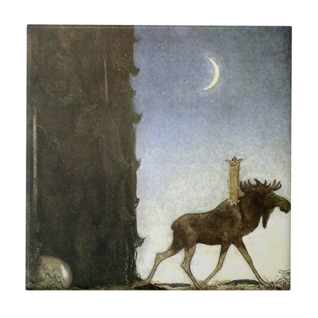 Jbleap the elk John Bauer Ceramic Tile (Front)