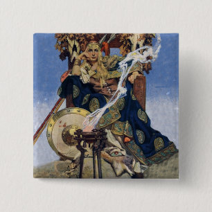 JC Leyendecker Queen Maeve Celtic Warrior 15 Cm Square Badge