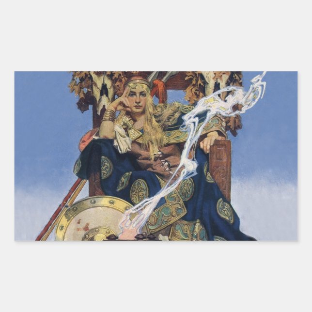 JC Leyendecker Queen Maeve Celtic Warrior Rectangular Sticker (Front)
