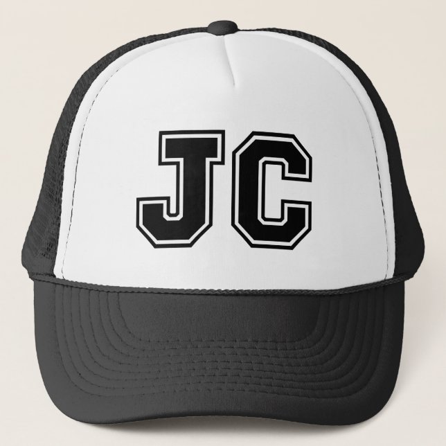 "JC" Monogram Trucker Hat (Front)