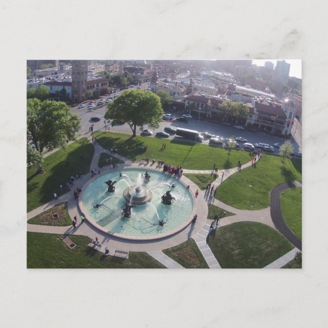 JC Nichols memorial fountain Kansas City Postcard (Front)